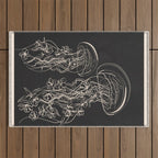 Minimal Floral Jellyfishes 2 Outdoor Rug Gallery Image 1