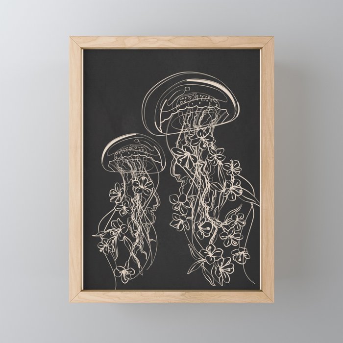Minimal Floral Jellyfishes 2 Mini Art Print Gallery Image 1
