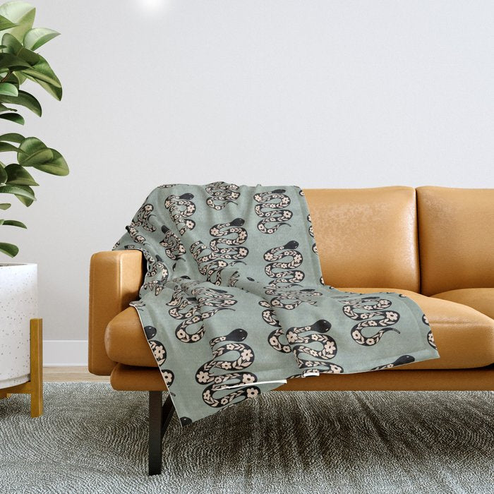 Floral Snake  Throw Blanket Gallery Image 1
