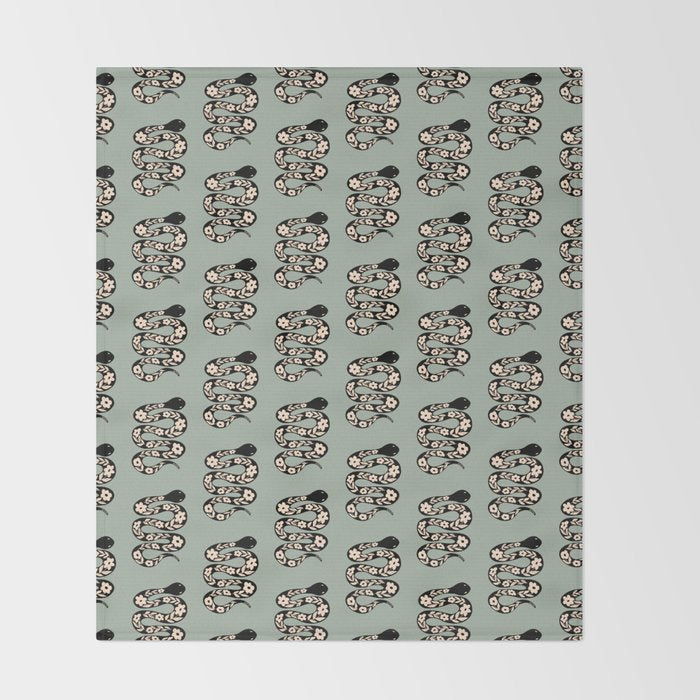 Floral Snake  Throw Blanket Gallery Image 2