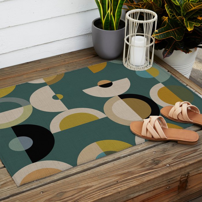 mid century modern geometric abstract pattern 24 Outdoor Rug Gallery Image 2