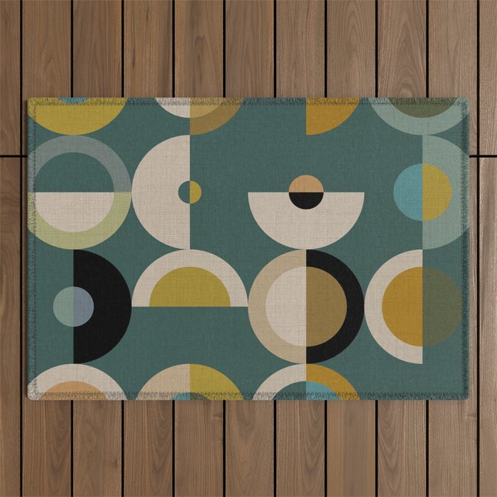 mid century modern geometric abstract pattern 24 Outdoor Rug Gallery Image 1
