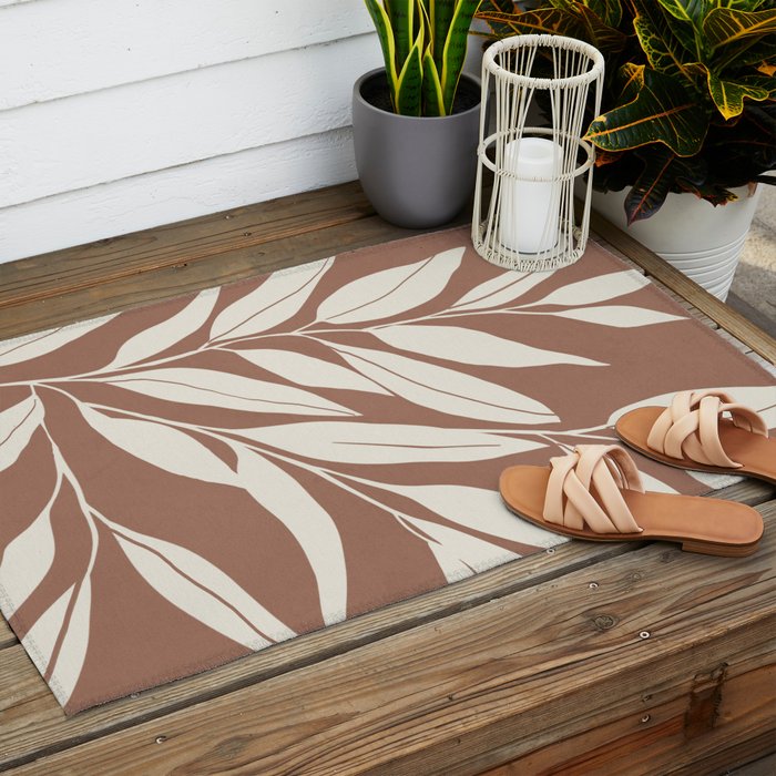 Mocha Branching Simplicity Outdoor Rug Gallery Image 2