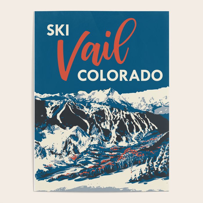 Vintage Vail Ski Poster Blue Poster Gallery Image 4