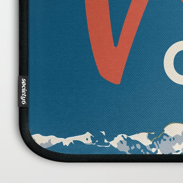 Vintage Vail Ski Poster Blue Laptop Sleeve Gallery Image 3