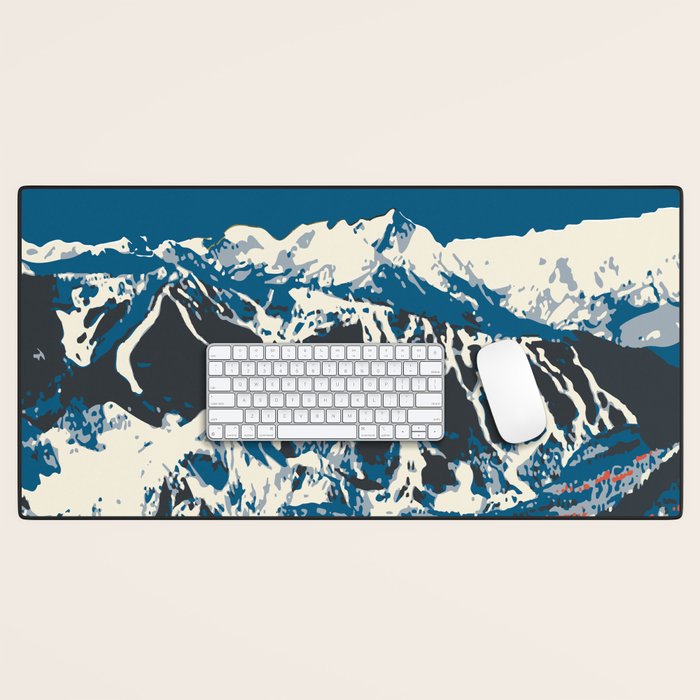 Vintage Vail Ski Poster Blue Desk Mat Gallery Image 1