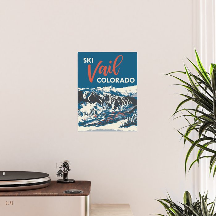 Vintage Vail Ski Poster Blue Poster Gallery Image 2