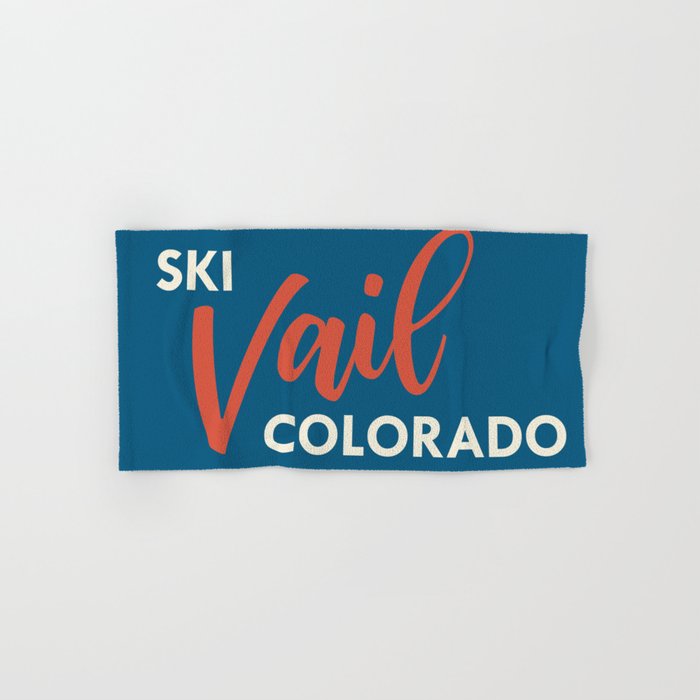 Vintage Vail Ski Poster Blue Bath Towel Gallery Image 1