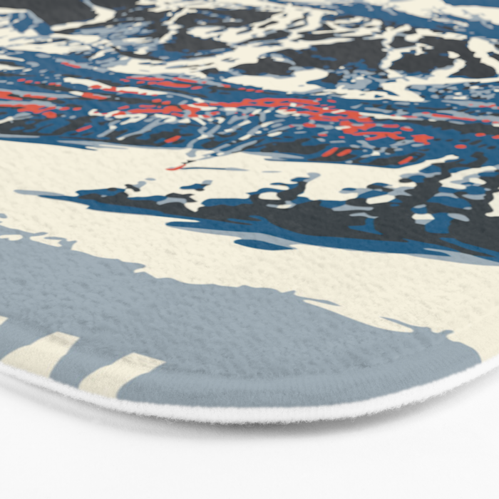 Vintage Vail Ski Poster Blue Bath Mat Gallery Image 3
