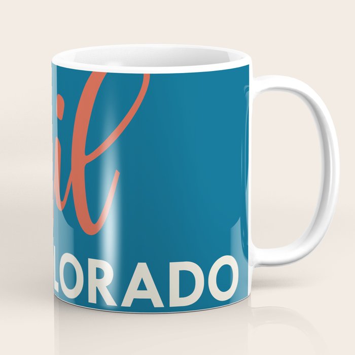 Vintage Vail Ski Poster Blue Coffee Mug Gallery Image 1