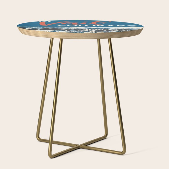 Vintage Vail Ski Poster Blue Side Table Gallery Image 1