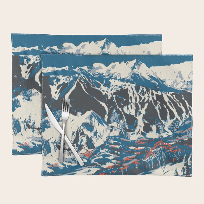 Vintage Vail Ski Poster Blue Placemat Gallery Image 1