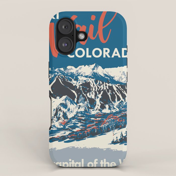 Vintage Vail Ski Poster Blue iPhone Case Gallery Image 1