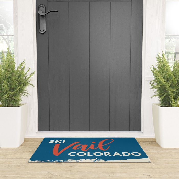 Vintage Vail Ski Poster Blue Welcome Mat Gallery Image 3