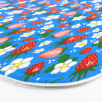 Strawberries Galore Pattern On Blue Bath Mat Gallery Image 3
