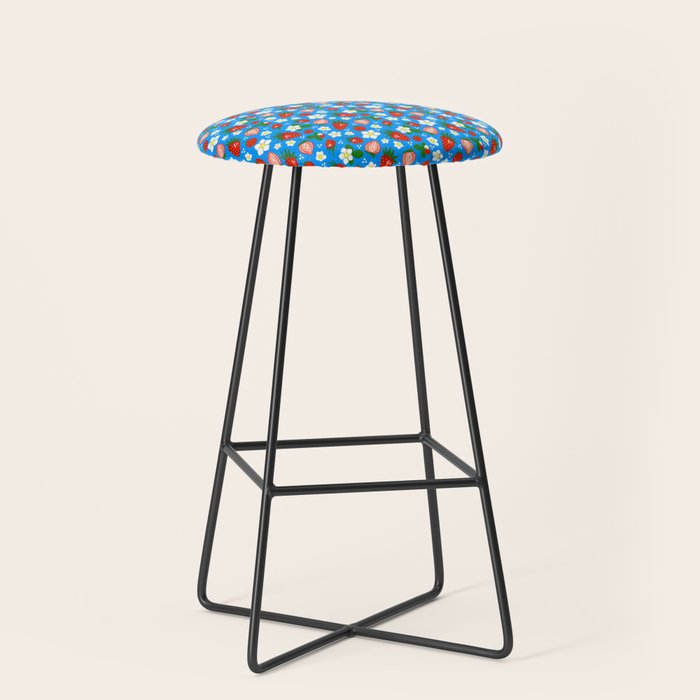 Strawberries Galore Pattern On Blue Stool Gallery Image 1