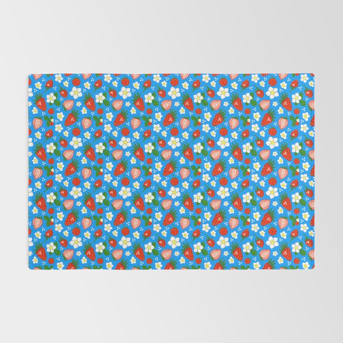 Strawberries Galore Pattern On Blue Rug Gallery Image 2