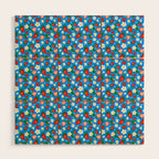 Strawberries Galore Pattern On Blue Wood Wall Art Gallery Image 1