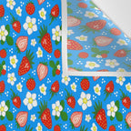 Strawberries Galore Pattern On Blue Wall Tapestry Gallery Image 3