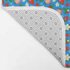 Strawberries Galore Pattern On Blue Bath Mat Gallery Image 2