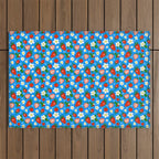 Strawberries Galore Pattern On Blue Outdoor Rug Gallery Image 1