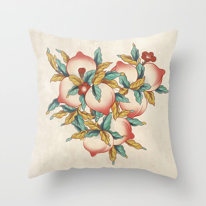 Peaches : Minhwa-Korean traditional/folk art Journal Throw Pillow Gallery Image 1