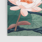 Japanese Wall Art Floral Lotus Painting Pink Pastel Green botanical Wabi Sabi Flower Poster  Poster Gallery Image 3