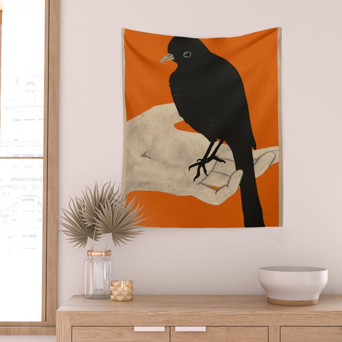 Bird in Hand 5 Wall Tapestry Gallery Image 2