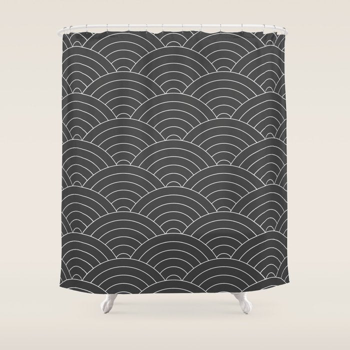 Waves (Dark Gray) Shower Curtain Gallery Image 1