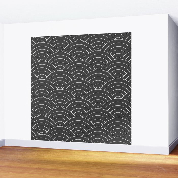 Waves (Dark Gray) Wall Mural Gallery Image 2