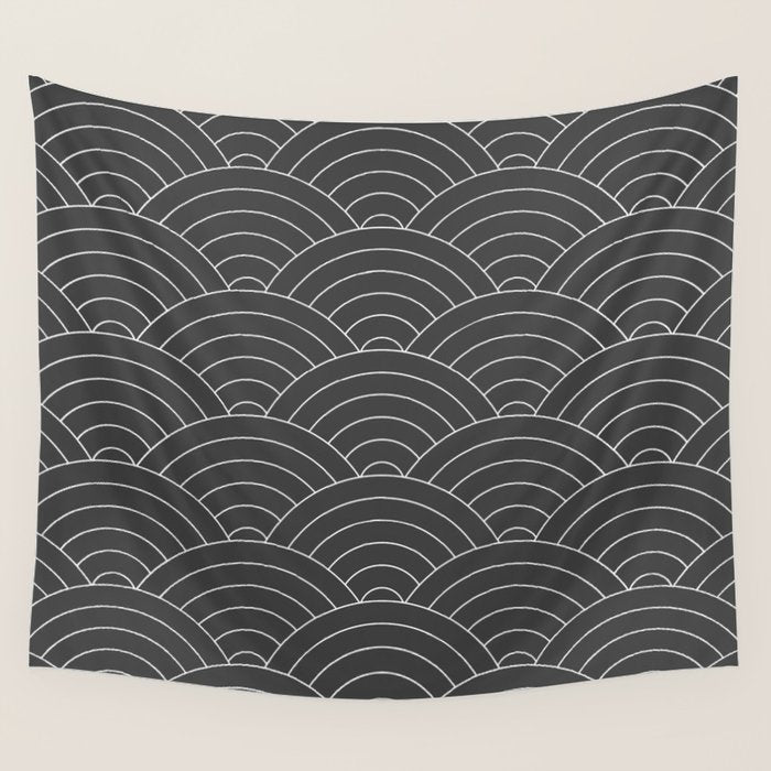 Waves (Dark Gray) Wall Tapestry Gallery Image 4