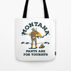 "Montana: Pants Are For Tourists" Funny Retro Cowboy Travel Art Tote Bag Gallery Image 1