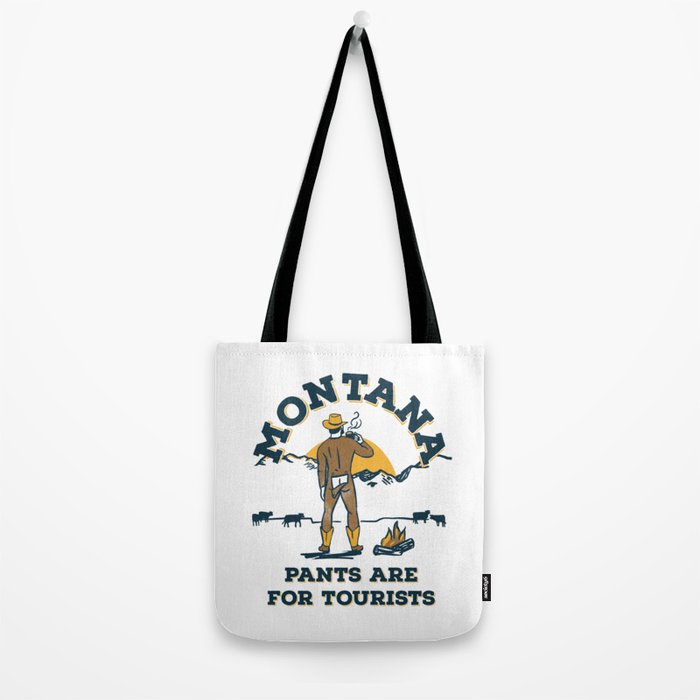 "Montana: Pants Are For Tourists" Funny Retro Cowboy Travel Art Tote Bag Gallery Image 2