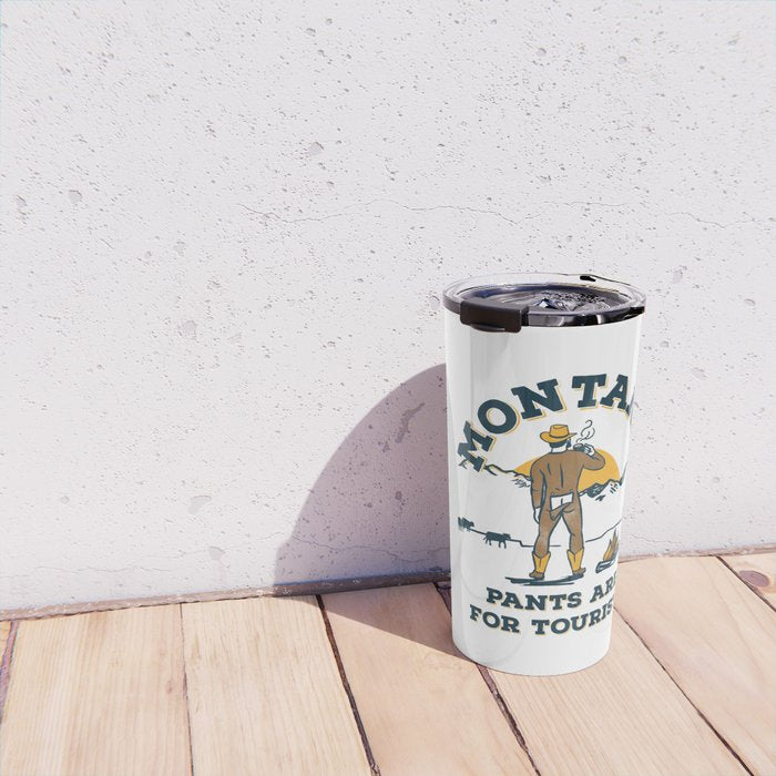 "Montana: Pants Are For Tourists" Funny Retro Cowboy Travel Art Travel Mug Gallery Image 4