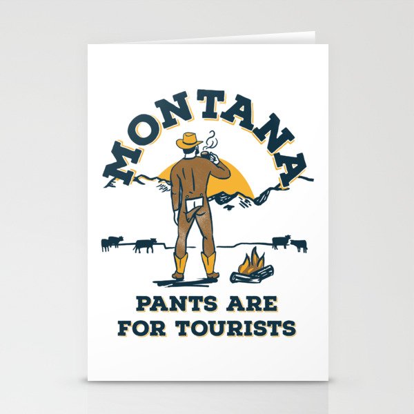 "Montana: Pants Are For Tourists" Funny Retro Cowboy Travel Art Stationery Card Gallery Image 2