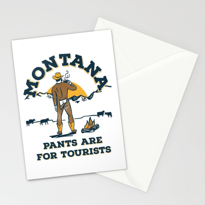 "Montana: Pants Are For Tourists" Funny Retro Cowboy Travel Art Stationery Card Gallery Image 2