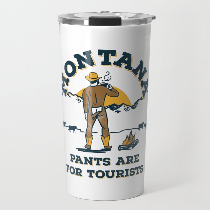 "Montana: Pants Are For Tourists" Funny Retro Cowboy Travel Art Travel Mug Gallery Image 1