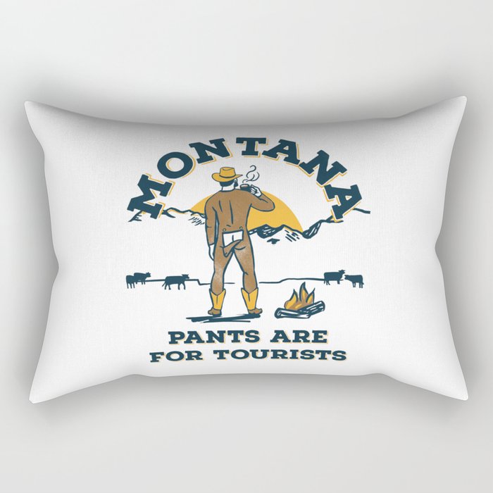 "Montana: Pants Are For Tourists" Funny Retro Cowboy Travel Art Rectangular Pillow Gallery Image 2