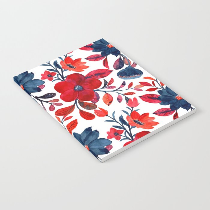 Red and Blue, Watercolor Painting of Flowers, Digital Art Notebook Gallery Image 2