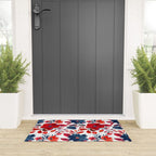 Red and Blue, Watercolor Painting of Flowers, Digital Art Welcome Mat Gallery Image 3