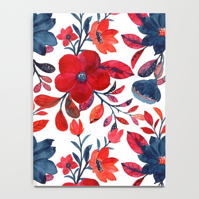 Red and Blue, Watercolor Painting of Flowers, Digital Art Notebook Gallery Image 4