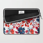 Red and Blue, Watercolor Painting of Flowers, Digital Art Laptop Sleeve Gallery Image 2