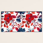 Red and Blue, Watercolor Painting of Flowers, Digital Art Desk Mat Gallery Image 3