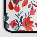 Red and Blue, Watercolor Painting of Flowers, Digital Art Laptop Sleeve Gallery Image 3
