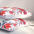 Red and Blue, Watercolor Painting of Flowers, Digital Art Pillow Sham Gallery Image 3