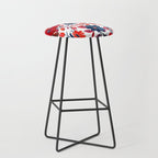 Red and Blue, Watercolor Painting of Flowers, Digital Art Stool Gallery Image 1