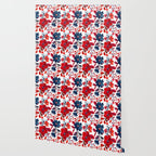 Red and Blue, Watercolor Painting of Flowers, Digital Art Wallpaper Gallery Image 2
