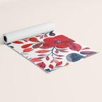 Red and Blue, Watercolor Painting of Flowers, Digital Art Yoga Mat Gallery Image 2