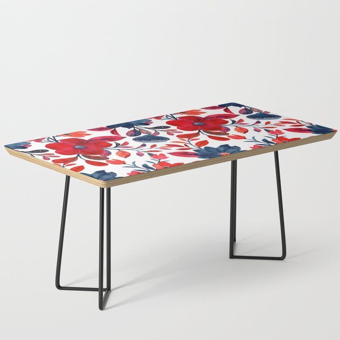 Red and Blue, Watercolor Painting of Flowers, Digital Art Coffee Table Gallery Image 1