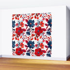 Red and Blue, Watercolor Painting of Flowers, Digital Art Wall Mural Gallery Image 2